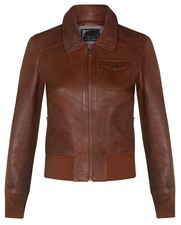 Donna Marroncino Pelle Bomber