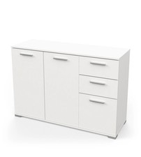 MOBILE MULTIUSO "IZZY" IN TRUCIOLARE 3 ANTE E 2 CASSETTI BIANCO OPACO, 119,6X...