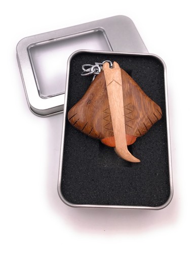 Portachiavi legno razza - legno, pesce
