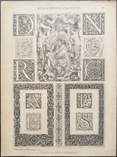ANTICA STAMPA DEL 1887 - RINASCIMENTO FRANCESE - ORNATI E FREGI TIPOGRAFICI