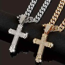 Grande ciondolo croce bling - grande,