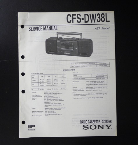 Originale sony cfs - originale, cfs-dw38l