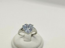 ANELLO donna in argento 925 misura regolabile cuore pietra bianca brillante
