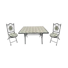 Set Tavolo Mosaico Rettangolare 120 Cm Con 2 Sedie Pieghevoli Montecarlo