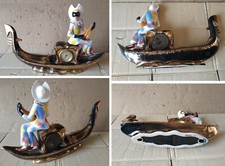 Soprammobile in ceramica orologio souvenir Venezia Arlecchino in gondola vintage
