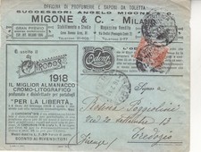 3-74) BUSTA PUBBLICITARIA MILANO MIGONE PROFUMI SAPONI 