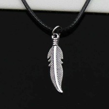 Collana nera piuma - in, corda