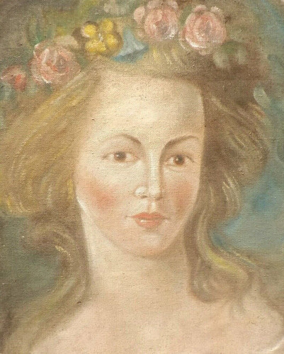 Quadro dipinto ovale ritratto