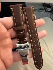 Cinturino orologio Tudor in pelle marrone 20 mm con chiusura deployante
