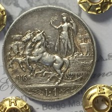 REGNO ITALIA 1 LIRA 1916 R VITTORIO EMANUELE III ARGENTO RARA  PERIZIATA BB