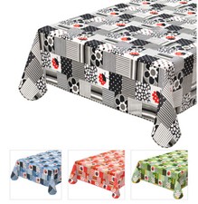 Tovaglia Cucina Antimacchia Bordata Cotone Plastificato Copri Tavolo Coccinella