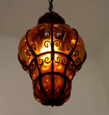 Plafoniera vintage in vetro