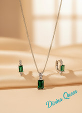 ✨Set Collana e Orecchini da Donna con Cristallo Smeraldo e Zirconi  IDEA REGALO