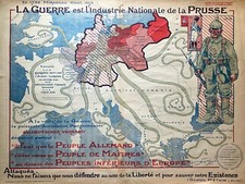 EUROPA PRUSSIA POLPO PROPAGANDA rara mappa pittorica persuasiva ORIGINALE