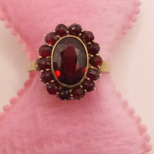 Anello antico oro 585 - , granato