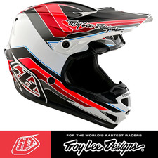 Casco Motocross MX Troy Lee SE4 Blocco Grigio Rosso Casco Motocross ed Enduro GRANDE