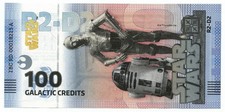 100 GALACTIC CREDITS OFFICIAL DISNEY STAR WARS BANKNOTE IMAGE R2 D2 2025 FDS