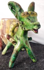 Antico asinello in ceramica vietrese- verde ramina – Vietri, anni '30-40