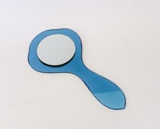 ♥ SPECCHIO A MANO VINTAGE SPACE AGE DESIGN VECA BLU TOILETTE TRUCCO VIAGGIO