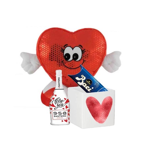 Cuore peluche con vaso - peluche, in