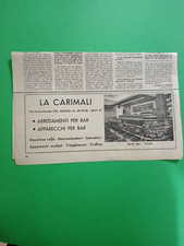 PUBBLICITA' 1951 MACCHINA PER CAFFE'  LA CARIMALI ARREDO BAR DERBY TRIESTE ADV