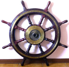 PRL) TIMONE MOGANO OTTONE 1950 NAVE HELM BRASS MAHOGANY BARRE ACAJOU LAITON