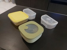 Set 4 contenitori per alimenti cibo in plastica con coperchio 1 Ermetico Frigo