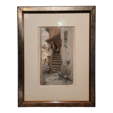 Scorcio di paese - Dipinto ad acquerello di William Unger, Germania