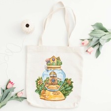 Shopping Bag di stoffa con stampa digitale - CASETTA segreta-FANTASY-barattolo