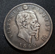 SAVOIA 5 LIRE 1865 NAPOLI