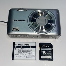 Olympus fotocamera digitale VG-160 14MP argento HD film con batteria 16 GB scheda testata
