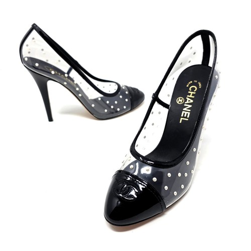 Decolte chanel cap toe - toe, nero