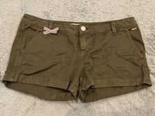 Pantaloncini Stradivarius donna 6 verde chino fiocco corto polsini casual estivi