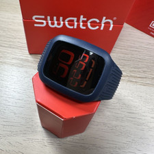Orologio Digitale Swatch Touch BLU SCURO SURN101 Quadrante Nero Navy Blu Silicon