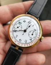 Very Rare Martel Watch 27' Chronograph  19 Lignes Oversize Gold 18k Monopusher 