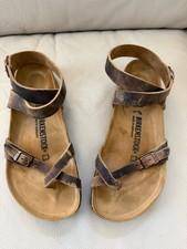 Sandali alla caviglia Birkenstock Yara Habana in pelle marrone invecchiati 41