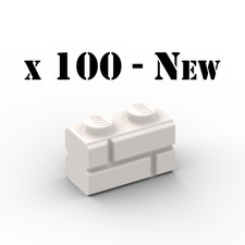 100x LEGO 98283 Brick (Masonry) 1x2 White - Mattoncino Muro PAB Wall Bianco
