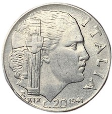 20 CENTESIMI 1941 XIX - MAGNETICA - VITTORIO EMANUELE III - ITALIA - MB -