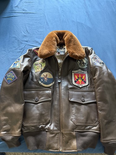Bomber navale pelle taglia - in,