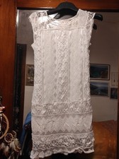 Vestito Bianco Merletto Pizzo Bianco Corto Estivo