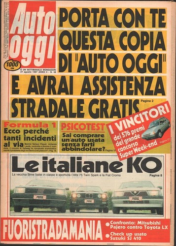 Rivista auto oggi anno 1987 - rivista,