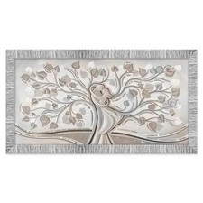 Quadro Moderno cornice Bianca Argento ALBERO ABBRACCIO MIX 60x110 cm con Glitter