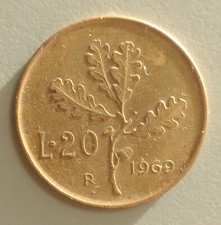 MONETA 20 LIRE RAMO DI QUERCIA
