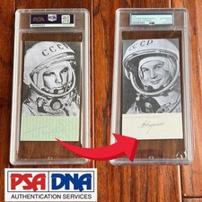 YURI GAGARIN & TERESHKOVA * PSA * Autografo 1° Uomo e Donna nello Spazio FIRMATO