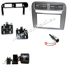 Kit mascherina per autoradio 2 DIN FIAT Grande Punto grigio + comandi al volante