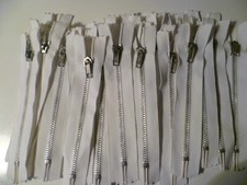 25 PZ CERNIERE BIANCO 14 CM LAMPO ZIP CATENA 5 X JEANS ALCUNI CURSORI OSSIDATI