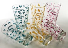 Malibu Set 6 Bicchieri Liquore Cocktail Bicchiere Mix Rosa, Blu e Giallo Vetro 8379