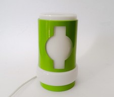 ♥ LAMPADA DA TAVOLO SPACE AGE DESIGN VETRO BIANCO METALLO VERDE ANNI 70 eclisse
