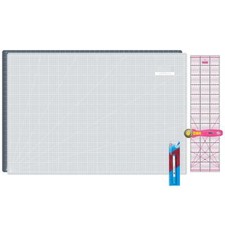 Set tappetini da taglio Semplix A1 grigio/rosa + pennarello Prym Aqua