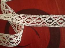 5 m pizzo ornamentale bordura a tombolo BIANCO PURO opaco rombi 20 mm Dentell...